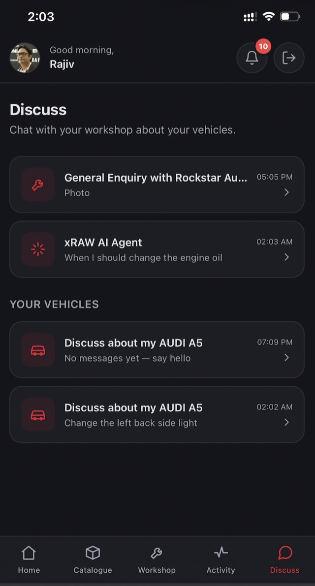 xRAW Discuss screen